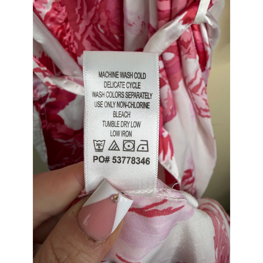 Amoureuse Women 4X Pink Rose Floral Satin Robe Lace Trim Long Nightwear 34/36 - Picture 3 of 6